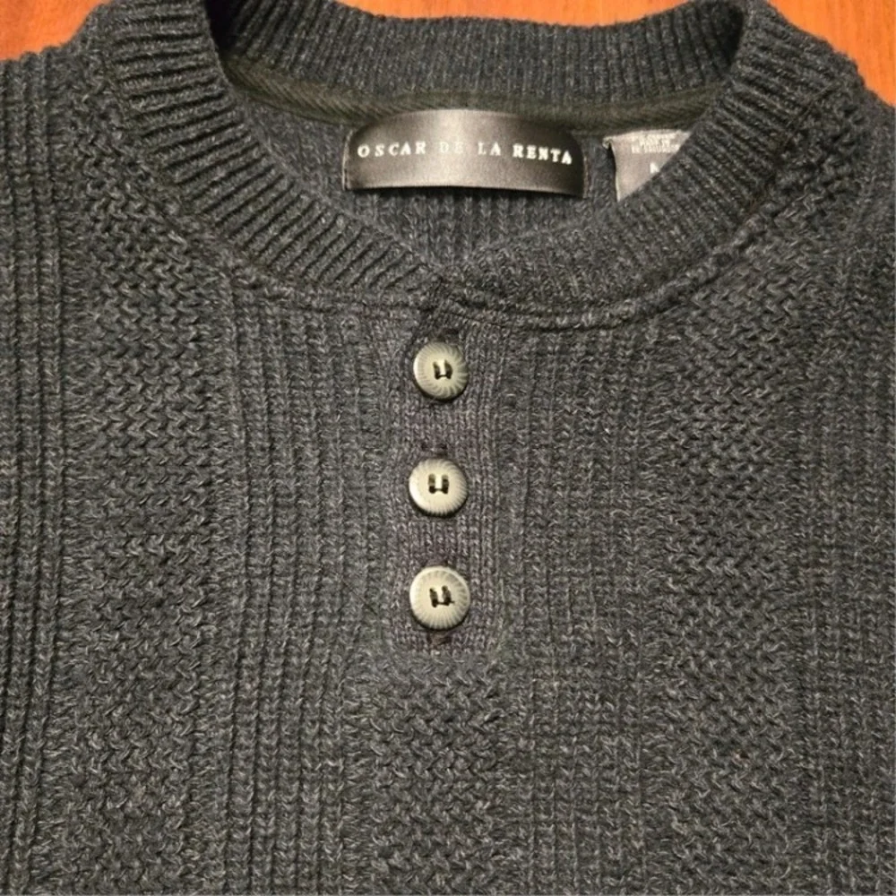 Boy's Cotton Sweater Luxury Oscar De La Renta Pullover Cable‎ Size M Dark Gray